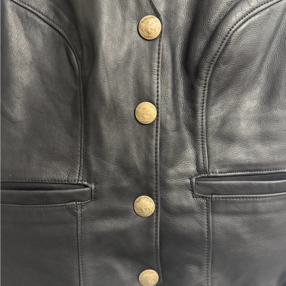 Protech Performance Leather Vest USA Made Women's S Buffalo Nickel Snaps Vintage - Picture 4 of 8